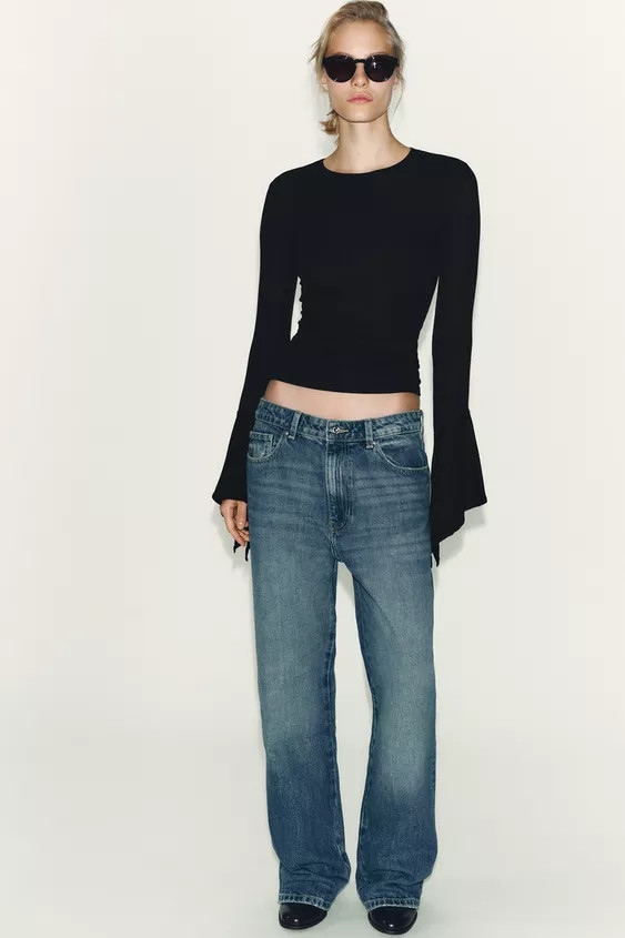 RUFFLED SLEEVE T-SHIRT | Zara US