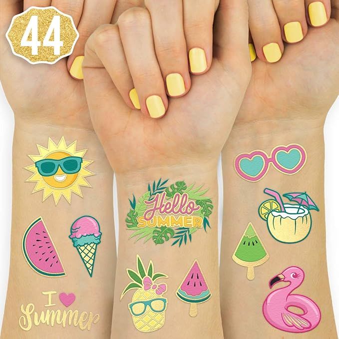 xo, Fetti Summer Pool Party Temporary Tattoos for Kids - Glitter styles | Birthday Party Supplies... | Amazon (US)