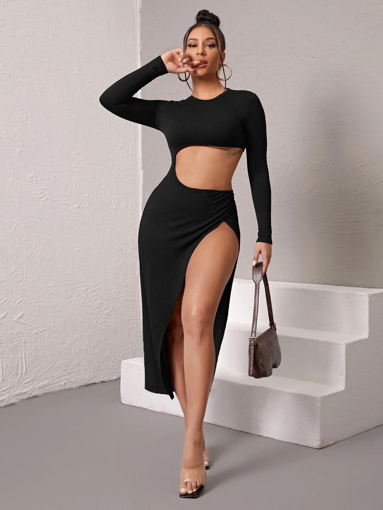 SHEIN Cutout Detail Split Thigh Dress | SHEIN