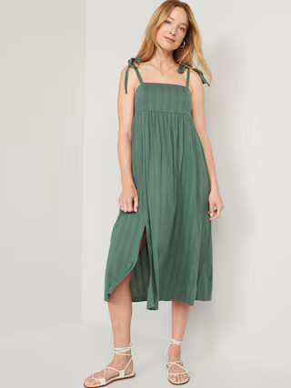 Tie-Shoulder Dobby Midi Babydoll Swing Dress for Women | Old Navy (US)