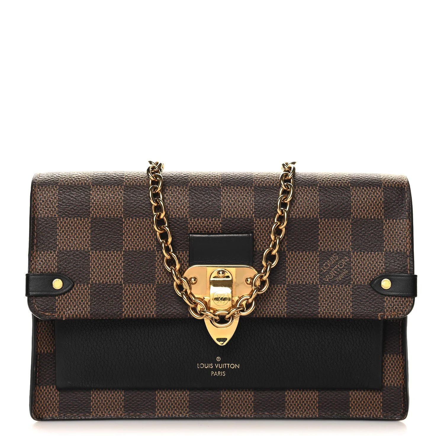 Damier Ebene Vavin Chain Wallet Black | FASHIONPHILE (US)