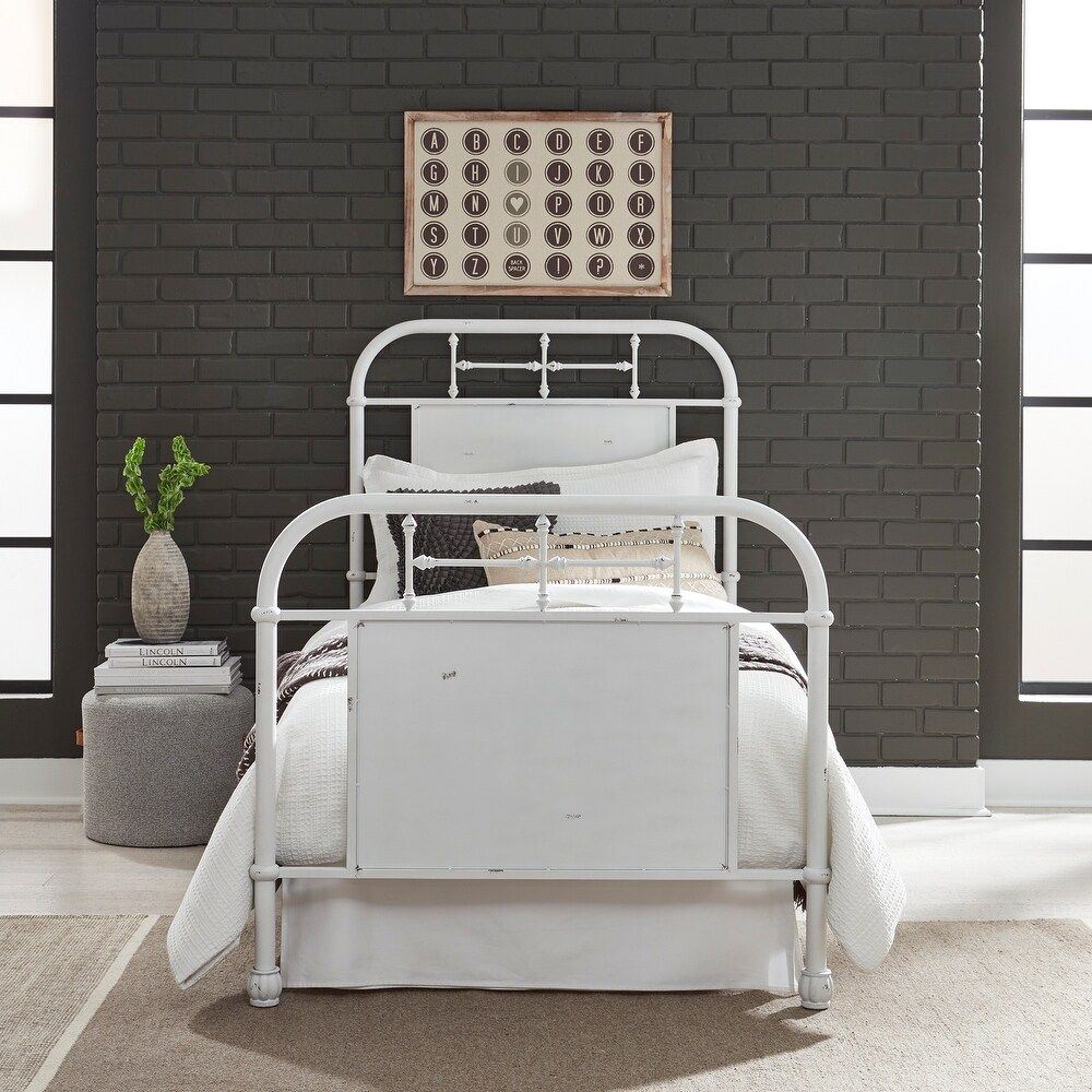 Carbon Loft Cauthen Antique White Twin Metal Bed (White - Twin) | Bed Bath & Beyond