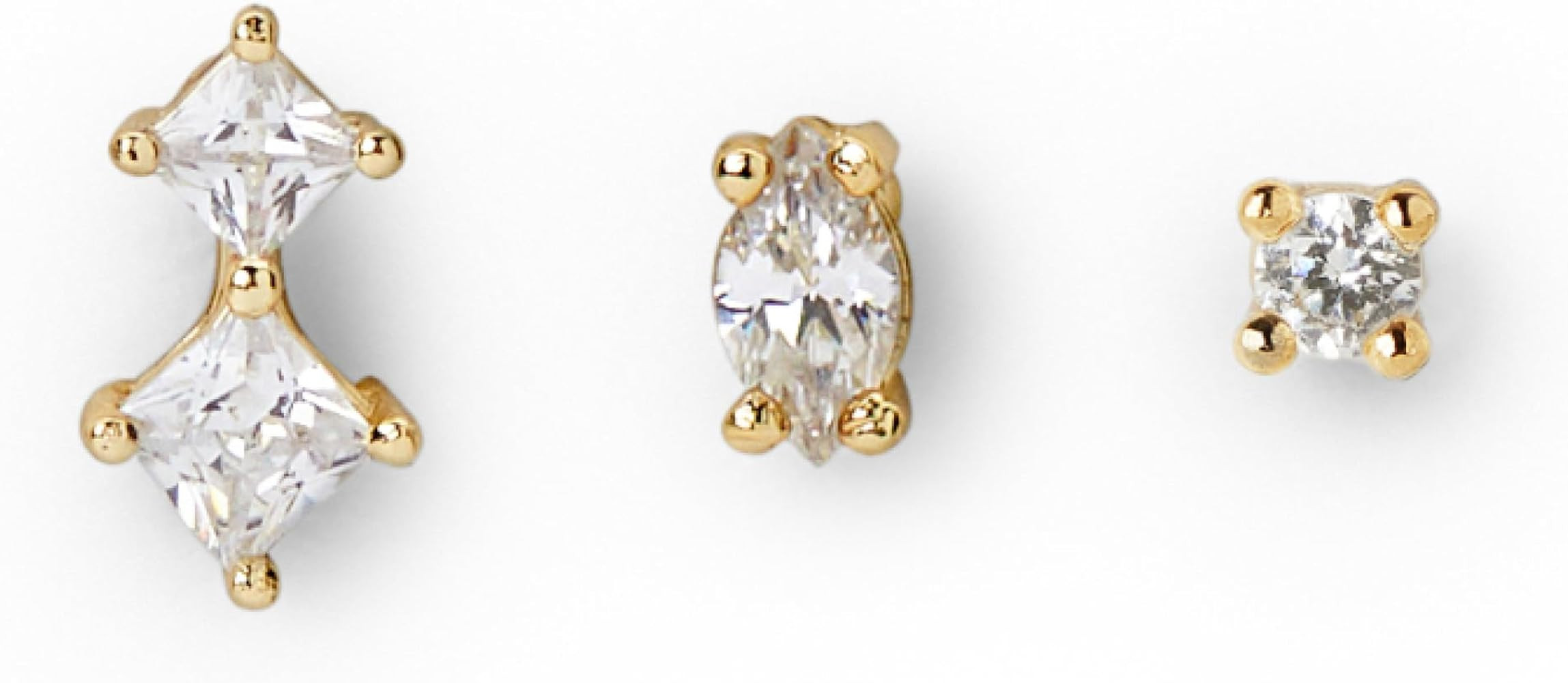 Ana Luisa Stud Earrings Set - Val White | Dainty & Sparkling Set of 3 Cubic Zirconia 14K Gold Pla... | Amazon (US)