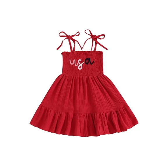 Loicainy Toddler Kids Girls 4th of July Dress 12 18 24 Months 2T 3T 4T 5T 6T Sleeveless Tie Shoul... | Walmart (US)