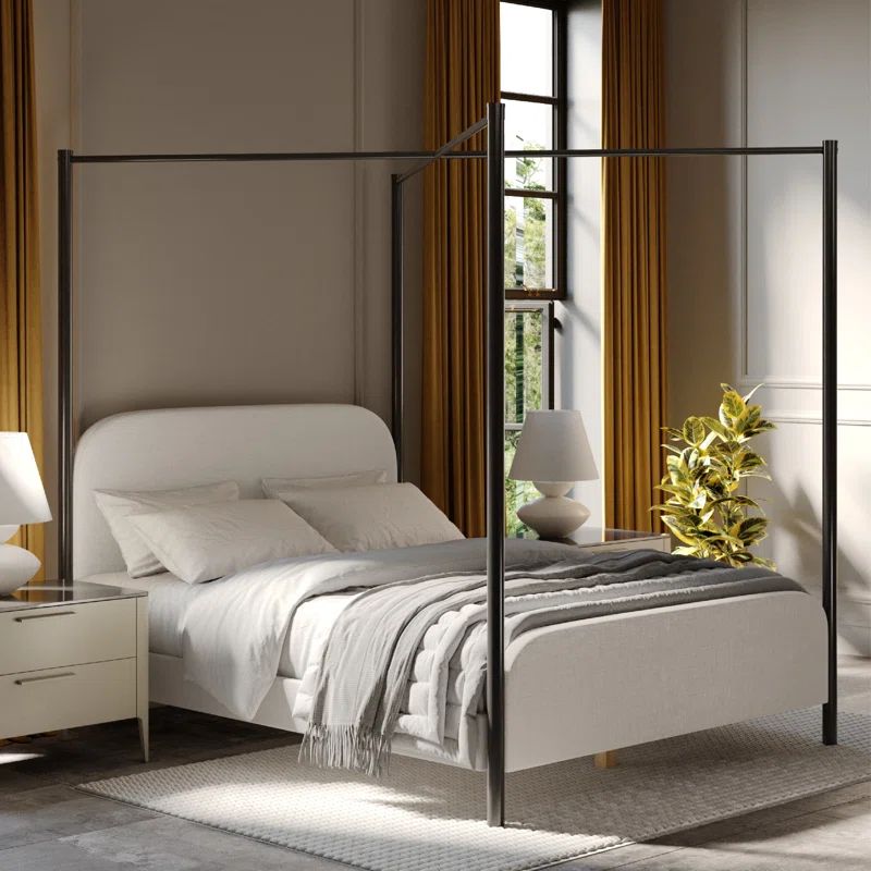 Dulane Upholstered Metal Canopy Bed | Wayfair North America