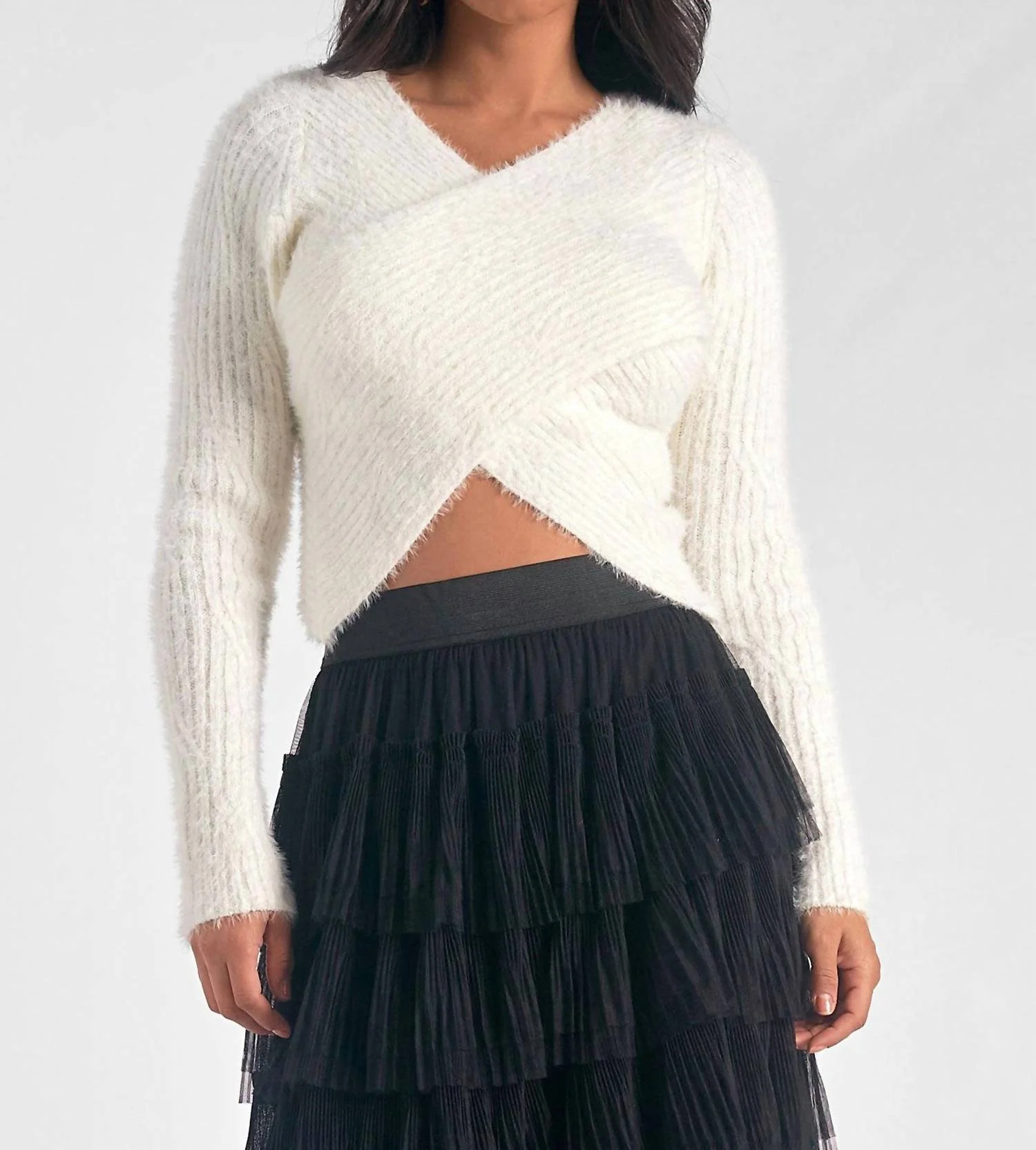 Cropped Sweater In White | Shop Simon