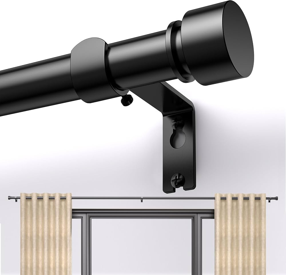 Black Curtain Rod 17 to 128 inch for Window 120 inch, Adjustable Heavy Duty Thick Matte Black Mod... | Amazon (CA)
