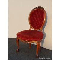 Vintage French Provincial Victorian Red Tufted Velvet Accent Chair | Etsy (US)