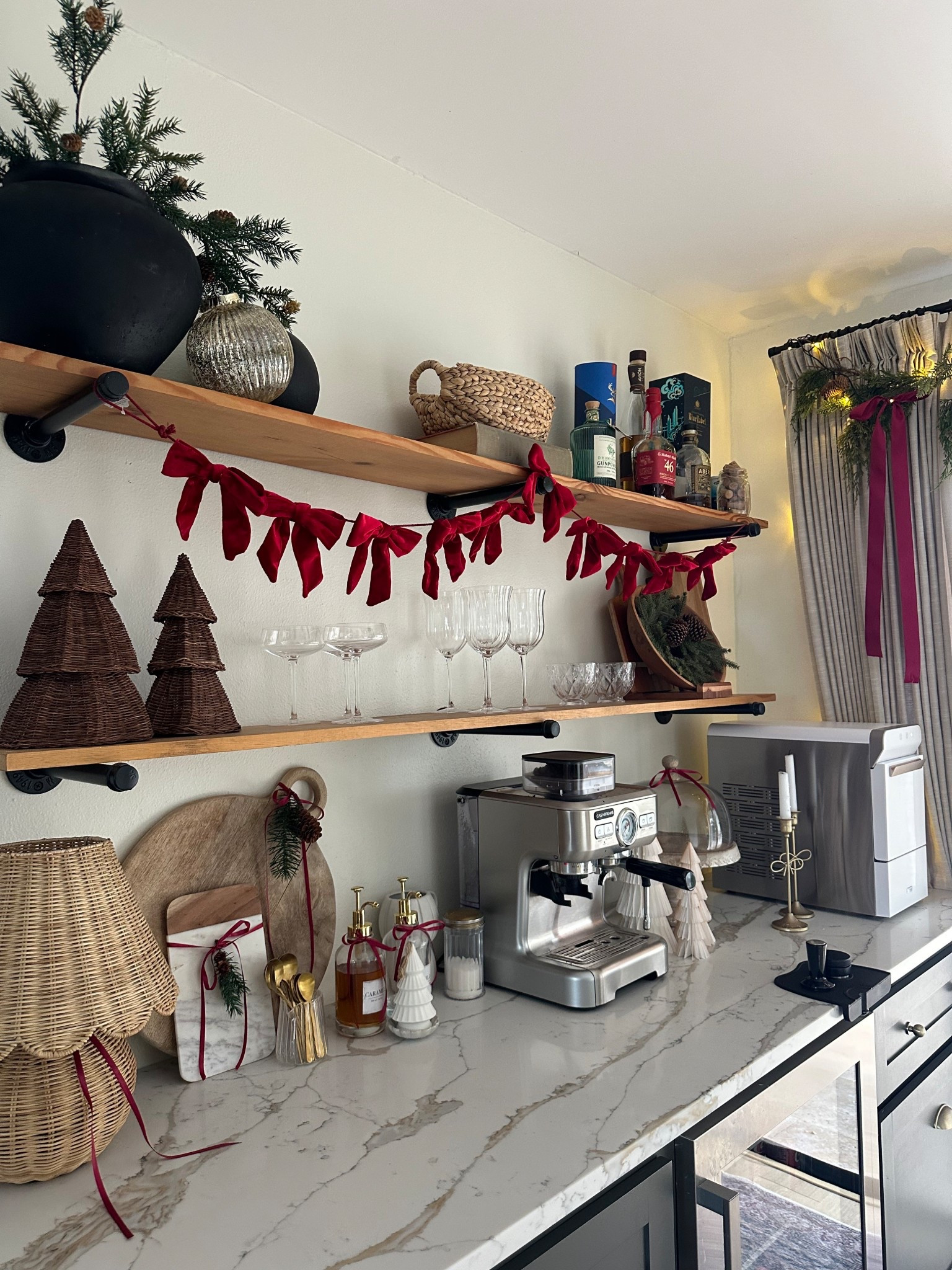 Home coffee bar favs 
Espresso machine 
Nugget ice machine 
Home bar 
Shelf decor 
Christmas decor 
Christmas kitchen 
Coffee essentials 
Coffee syrup dispenser
Cutting board 
Coffee spoons 
Tea time 
Sugar 
Gold spoons
Vintage kitchen 
Red Christmas 

#LTKFindsUnder50 #LTKHoliday #LTKmorningroutine