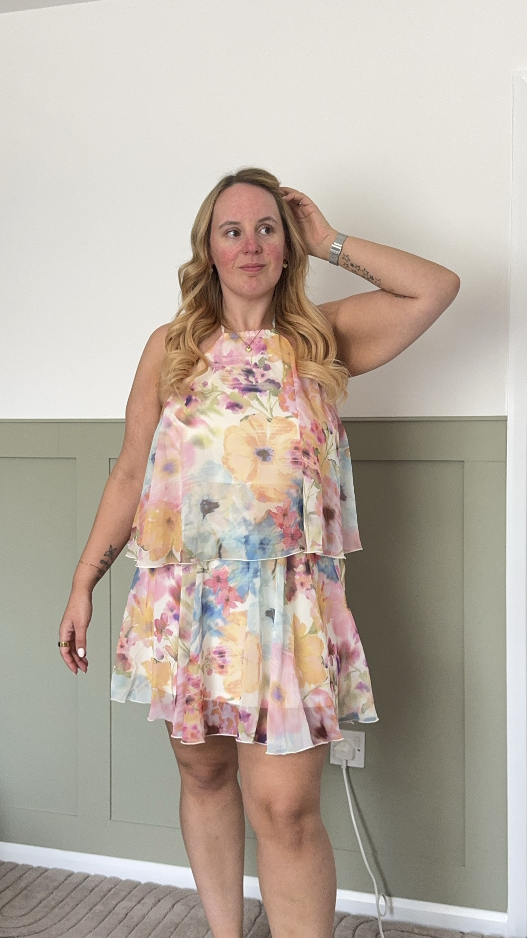 Pastel floral tiered mini dress with a halter neck, a flattering summer occasion dress on a mid size body. Paired with white square toe heeled sandals. Great for weddings, holidays, and summer events. Linking the dress, sandals, and similar styles below.

#midsizedress #floraldress #summeroutfit #weddingguest #midsizeover30 @Primark

#LTKsummer #LTKwedding #LTKmidsize