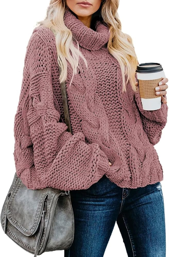 Asvivid Chunky Turtleneck Sweaters for Women Long Sleeve Knit Pullover Sweater Jumper Tops | Amazon (US)