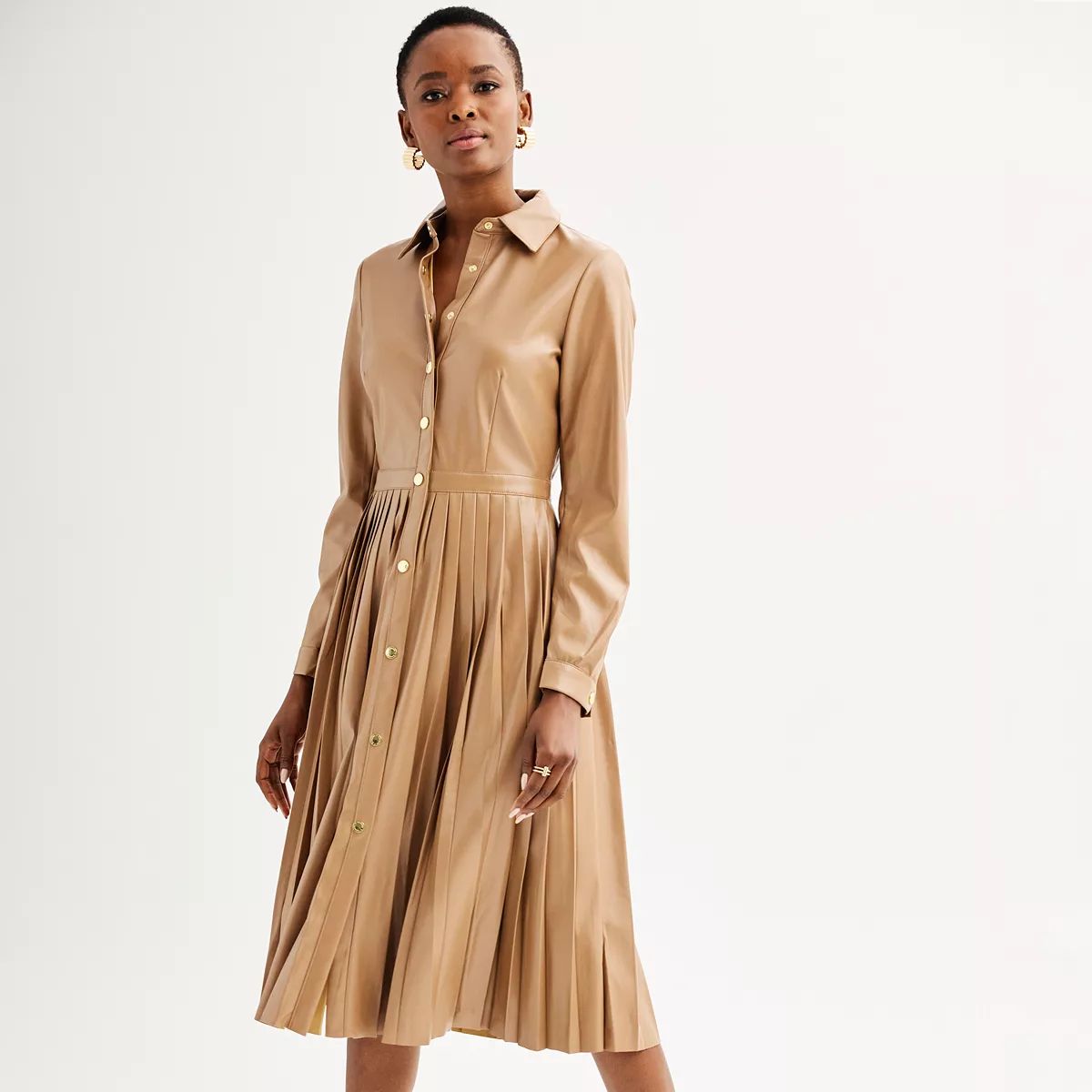 Women's Elie Elie Tahari Pleated Pleather Dress | Kohl's