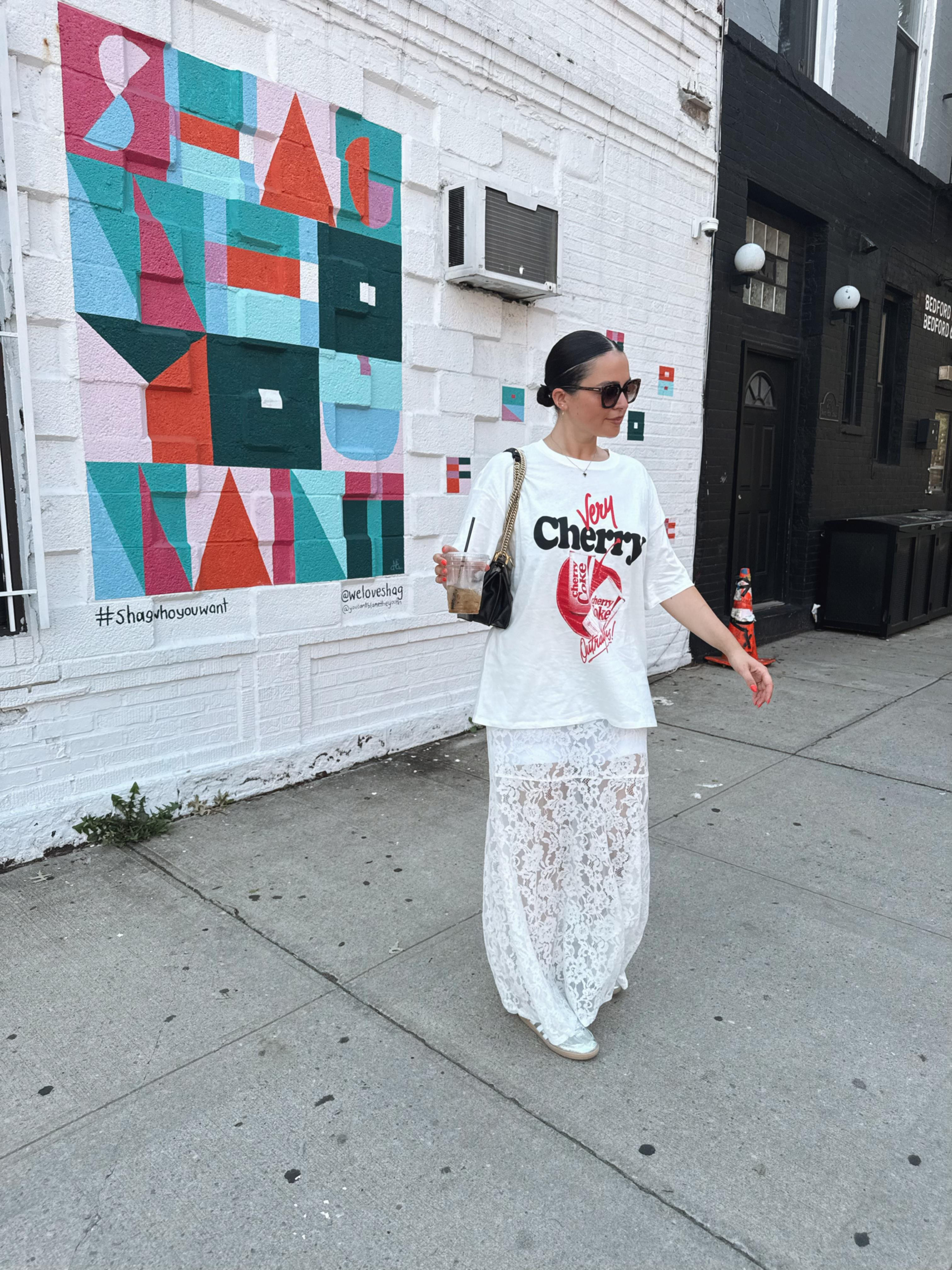 H&M cherry coke oversized graphic tee, PLT maxi sheer lace skirt, Adidas silver sambas, Prada oversized sunglasses, Fendi handbag 🍒 

 #LTKireland #LTKeurope #LTKsummer