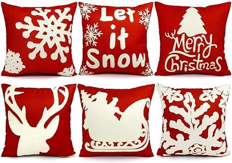 UMIKU 6PCS Christmas Pillow Covers 18x18 Christmas Decorations Pillows Covers Christmas Decorativ... | Amazon (US)
