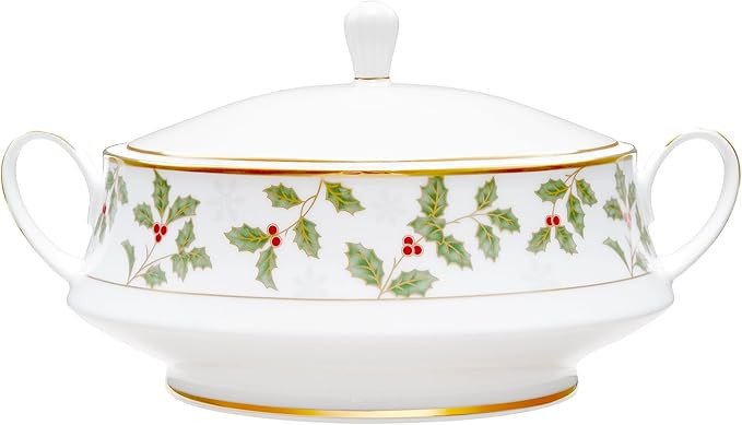Noritake Holly and Berry Gold Covered Vegetable Bowl, 48 oz. | Amazon (US)