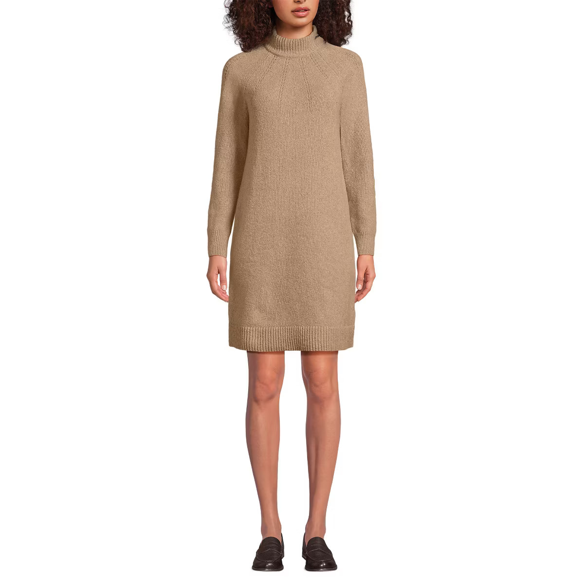 Lands' End Women's Boucle Long Sleeve Raglan Mock Neck Sweater Dress | Target