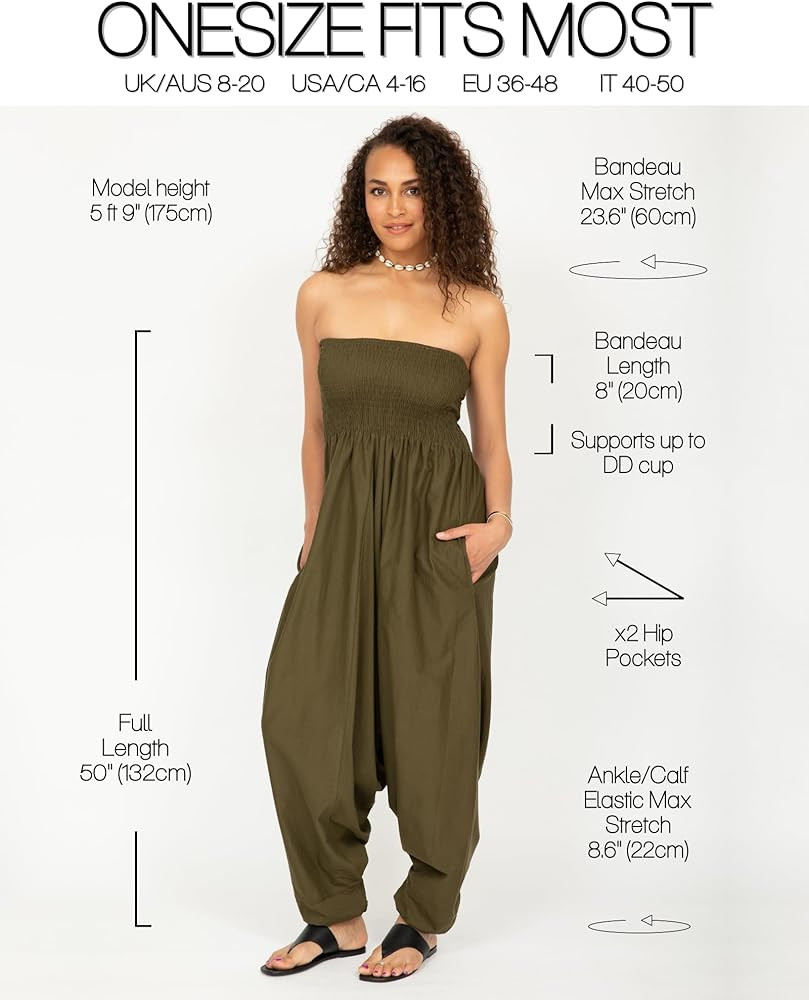 likemary Jumpsuits for Women - Pull Down Romper to Harem Pants Women - One Size Cotton Jumpers - ... | Amazon (US)