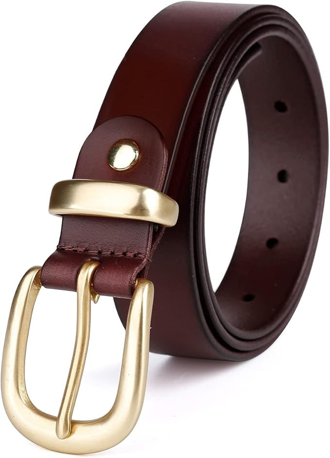 Womens Belts for Jeans, Catelles Genuine Leather Belts for Women, 1.1" Width Womens Belt with Gol... | Amazon (US)
