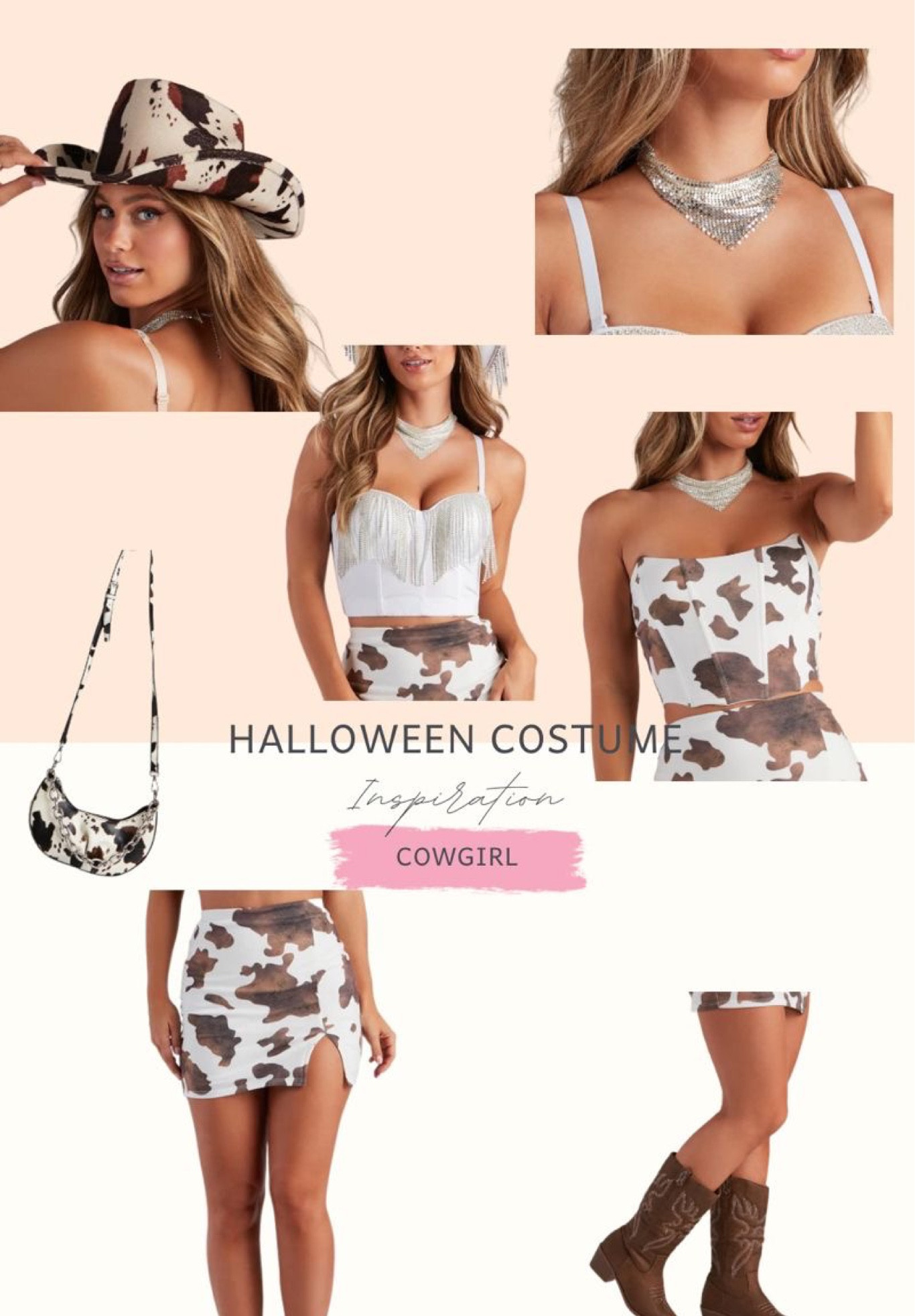 The perfect DIY Halloween costume! Make the room say, "Yeehaw" looking like a sassy western babe! Create your perfect party outfit in this cow print mini skirt featuring a high-rise waist, bodycon fit, and a slit accent. 

#LTKHoliday #LTKparties #LTKHalloween