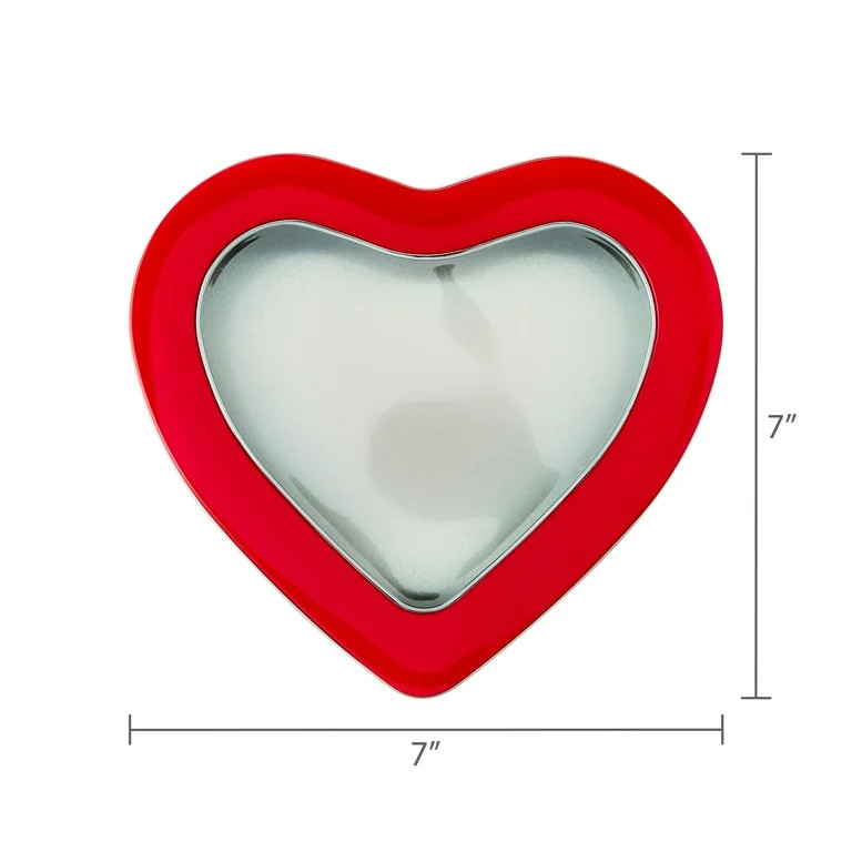 Heart-Shaped Gift Tin with Window, Red, 7" x 3", Valentine's Day by Way To Celebrate | Walmart (US)