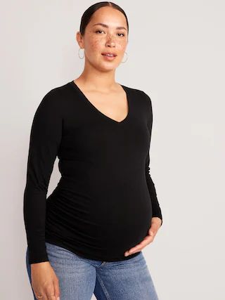Maternity EveryWear Fitted V-Neck Long-Sleeve T-Shirt | Old Navy (CA)