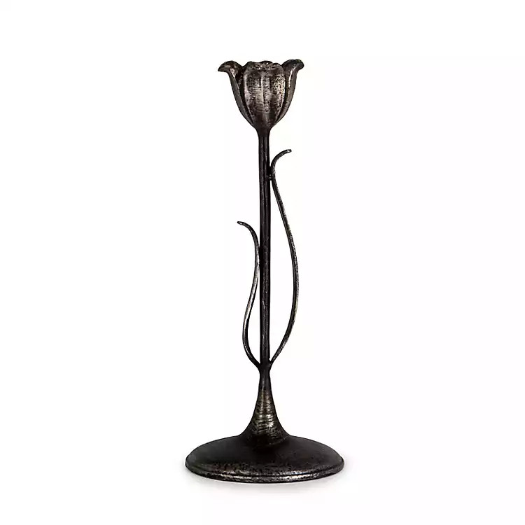 New! Cast Iron Flower Taper Candle Holder 10 in. | Kirklands