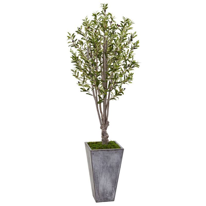 72&#34; Artificial Olive Tree in Stone Planter - Nearly Natural | Target