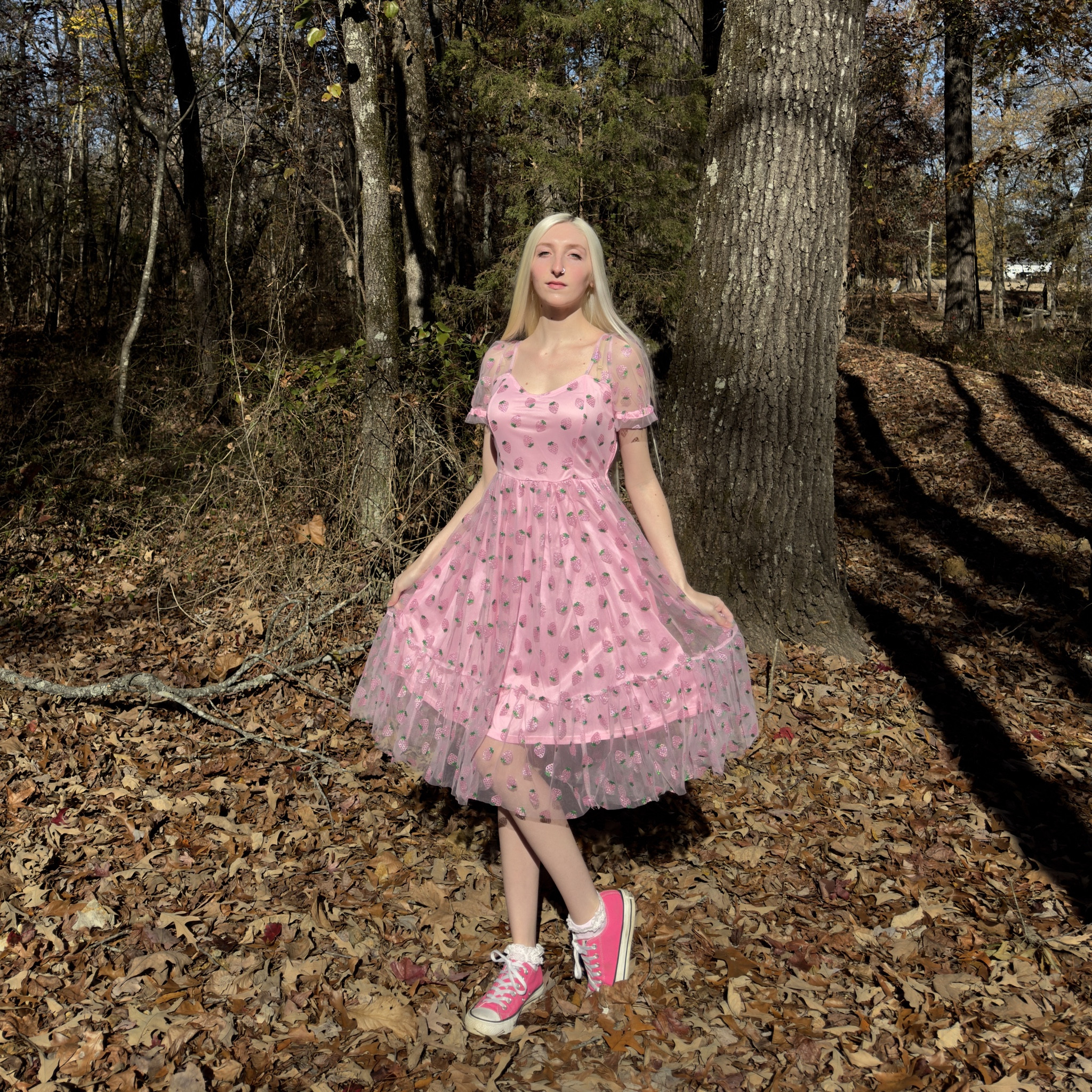 Wearing one of the prettiest dresses from Hot Topic in size Small. 🎀✨ I matched it with some Converse low tops that fit TTS. I linked a shoe color that matches the dress better than mine did. 😊💕 

#LTKSeasonal #LTKSpringSale #LTKMostLoved