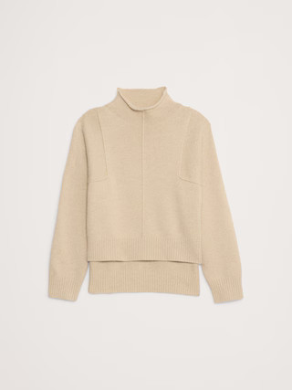 Oversized Merino-Cotton High-Low Funnel-Neck Sweater | Banana Republic (US)