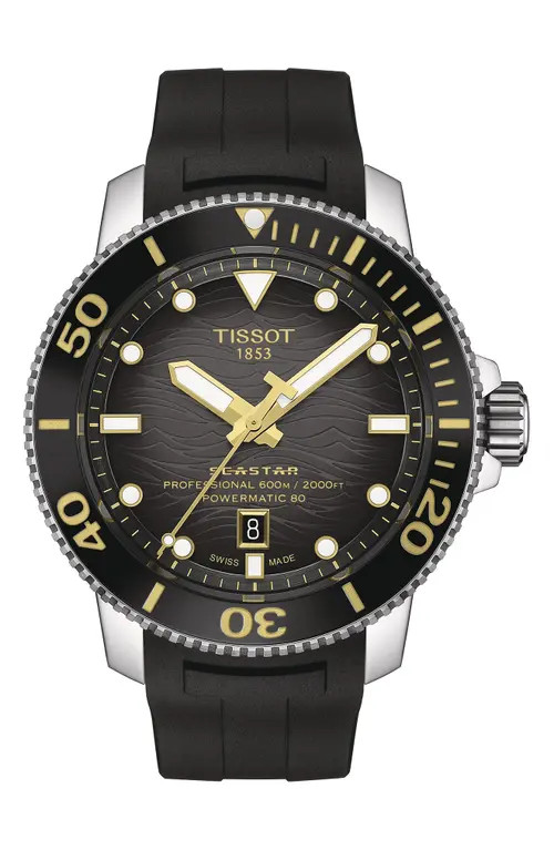 Seastar 2000 Professional Powermatic 80 Rubber Strap Watch, 46mm | Nordstrom