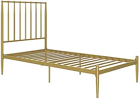 BOWERY HILL Twin Metal Spindle Bed in Gold | Amazon (US)