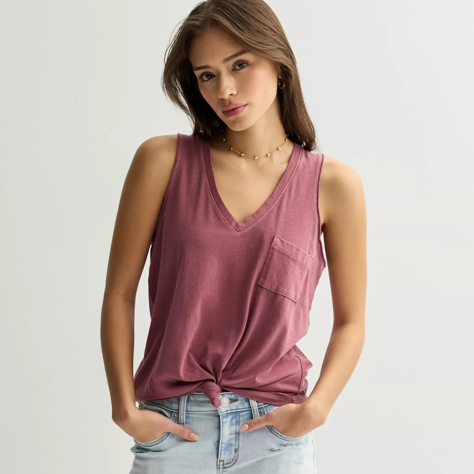 Juniors' SO® V-Neck Pocket Tank Top | Kohl's