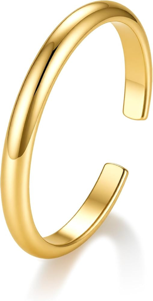 BORUO Toe Rings - 925 Sterling Silver Band Ring - Waterproof 14K Gold Plated Toe Rings - Sterling... | Amazon (US)