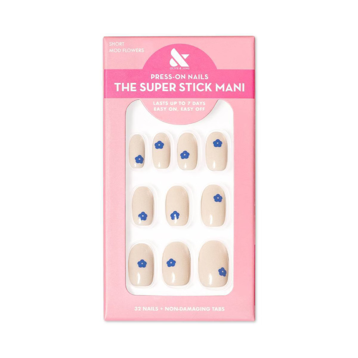 Olive & June Press On Nail Tabs - S Round - Mod Flowers - 32ct | Target