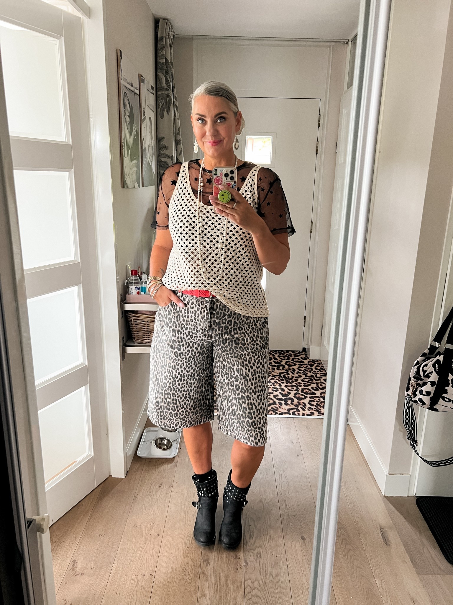 Ootd - Saturday. Mesh t-shirt with stars under a sparkly tank top paired with leopard Bermuda shorts and biker boots (old). Pearl necklaces are thrifted and earrings are from Morocco. 



#LTKsummer #LTKeurope #LTKfestival