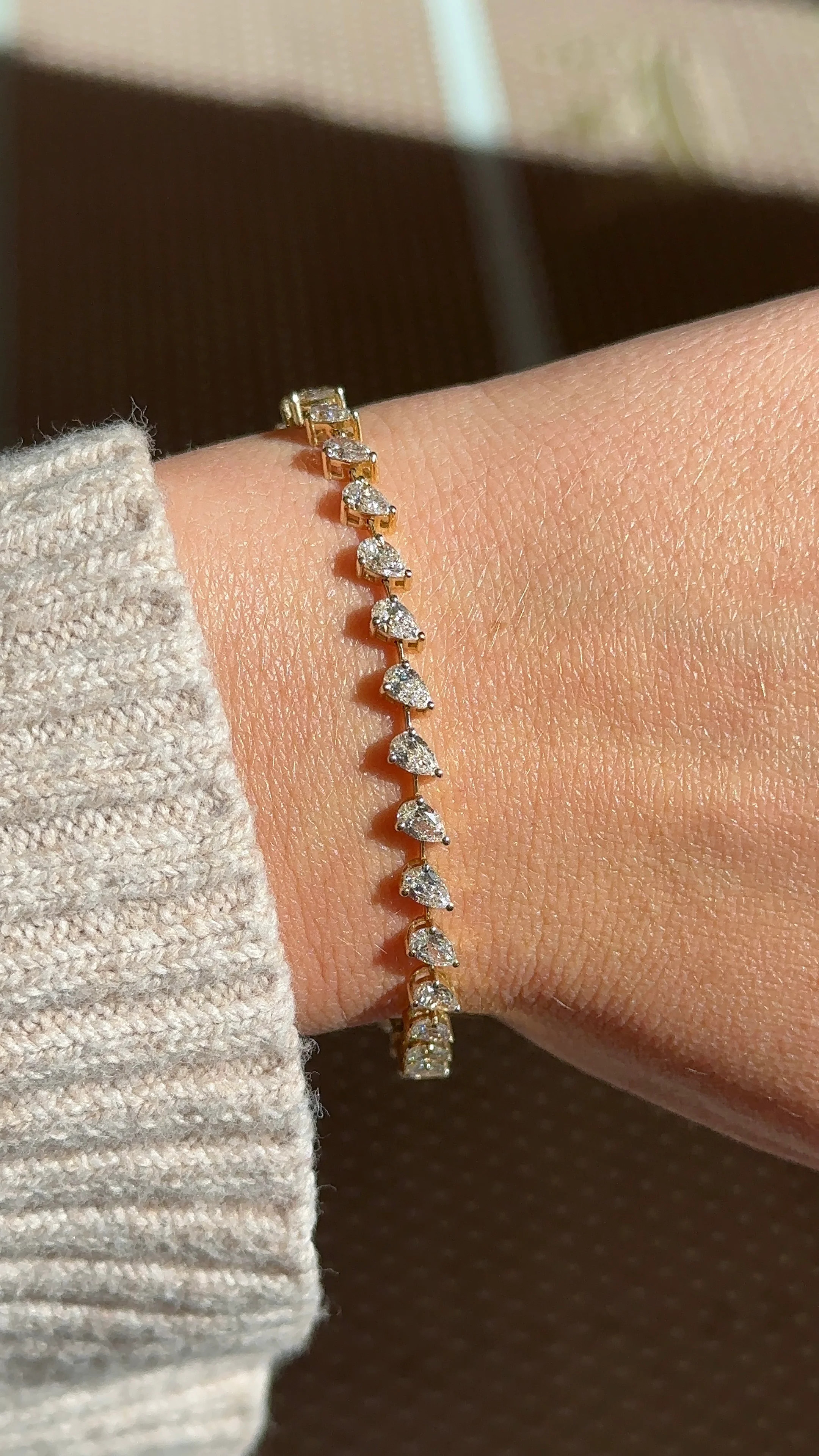 Spaced Pear Diamond Tennis Bracelet | Henri Noel Fine Jewelry