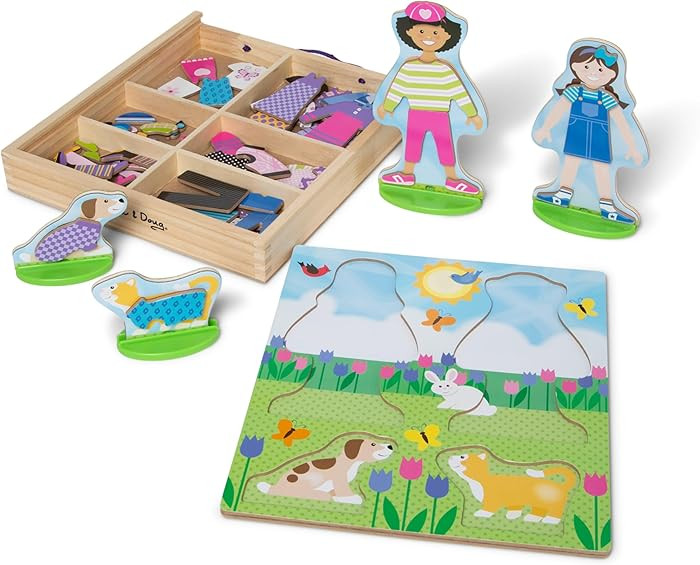 Melissa & Doug Best Friends Magnetic Dress-Up Wooden Dolls Pretend Play Set (78 pcs) | Amazon (US)