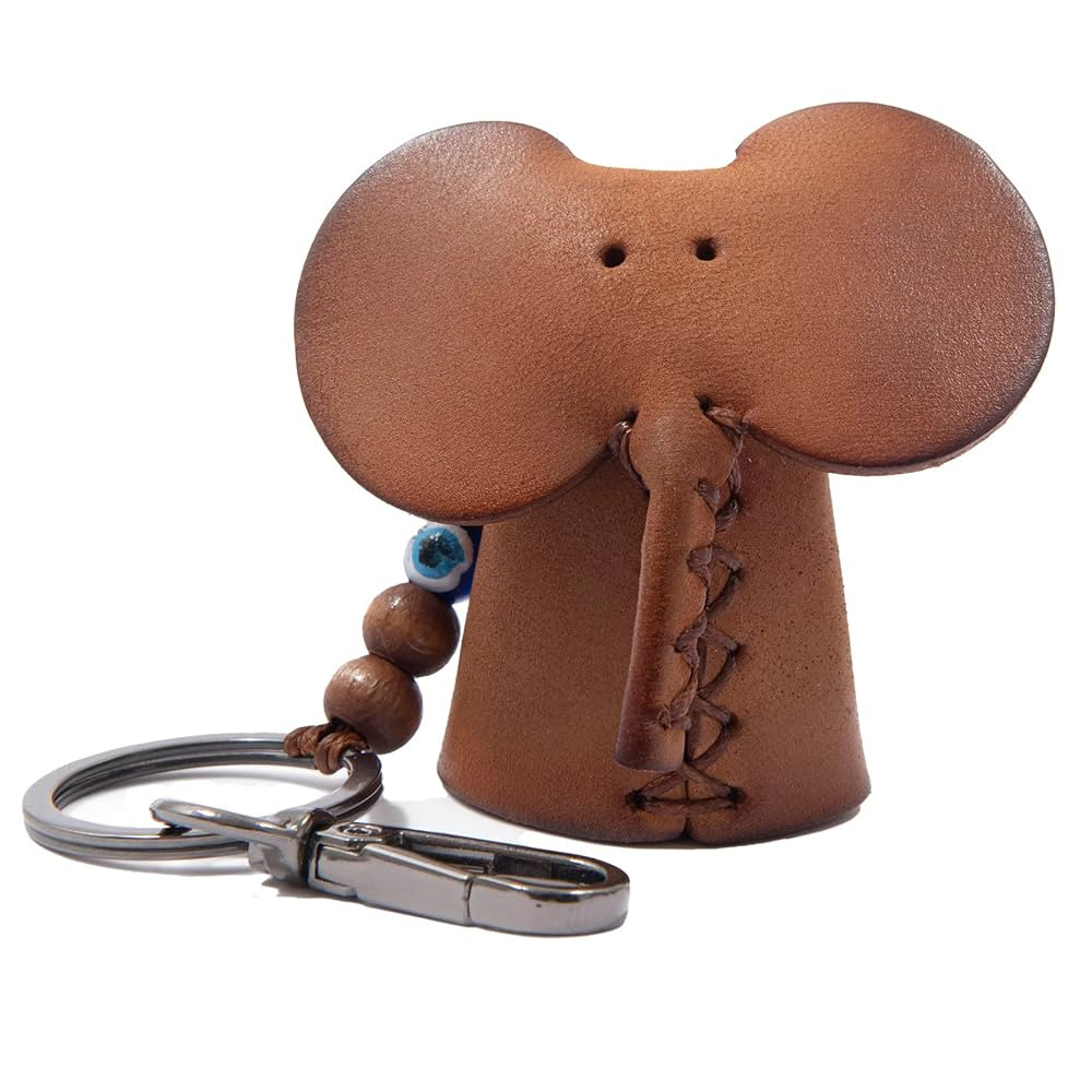 Handmade Leather Elephant Keychain, Hanging Bag Charm for Purse and Backpack | 100% Genuine Leath... | Amazon (US)
