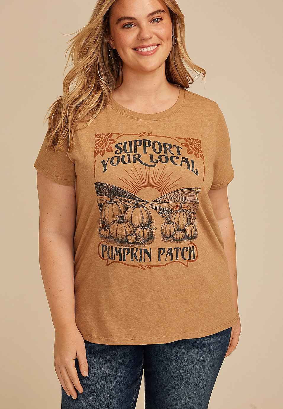 Plus Size Support Your Local Pumpkin Patch Classic Fit Graphic Tee | Maurices