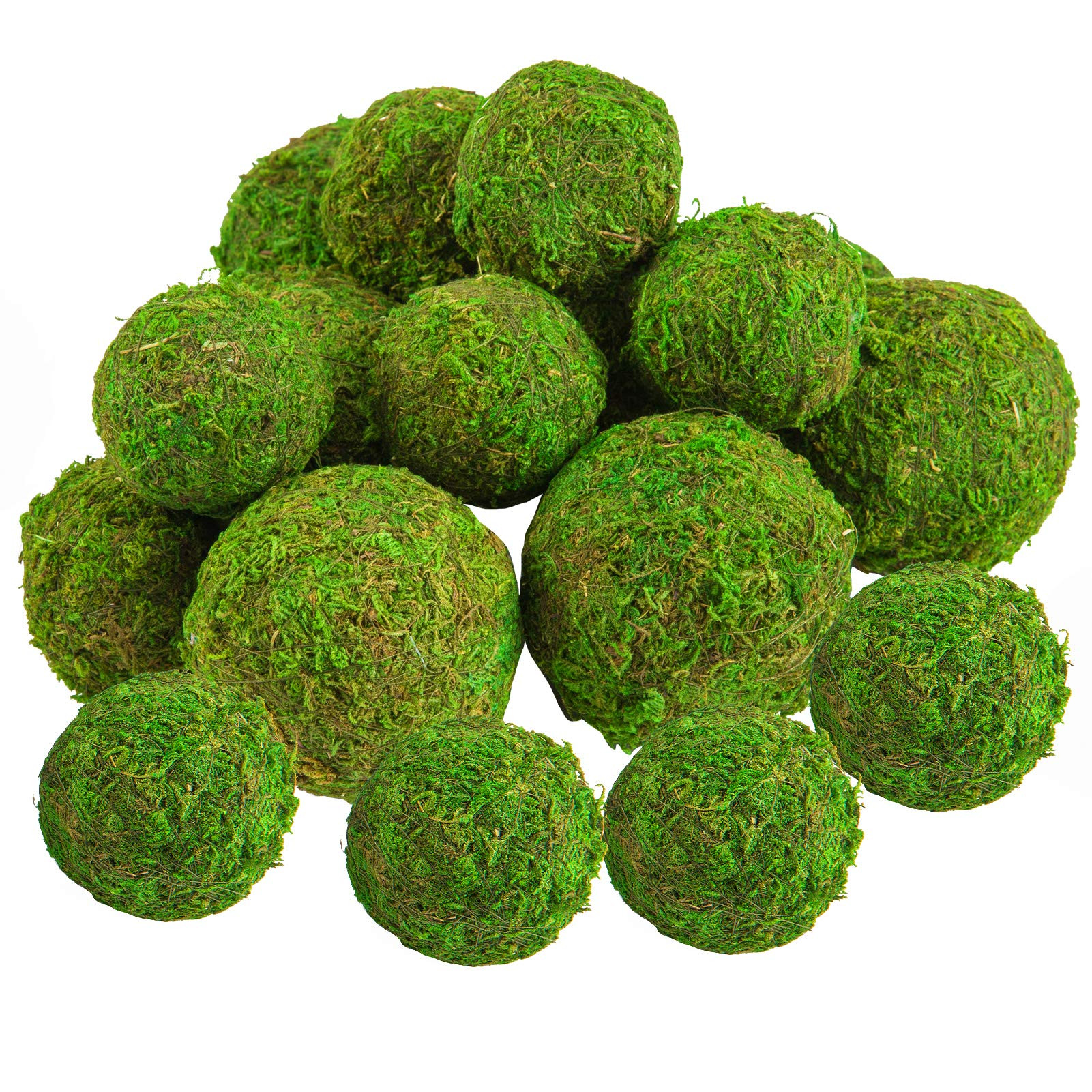 18 Pack Decorative Faux Dried Moss Balls- 6pcs 3.1" Artificial Green Plant Mossy Globes+ 12pcs 2.... | Amazon (US)