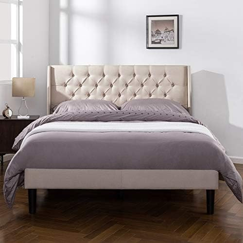 Zinus Upholstered Traditional Tufted Wingback Platform Bed with Wood Slat Support, Full | Amazon (CA)