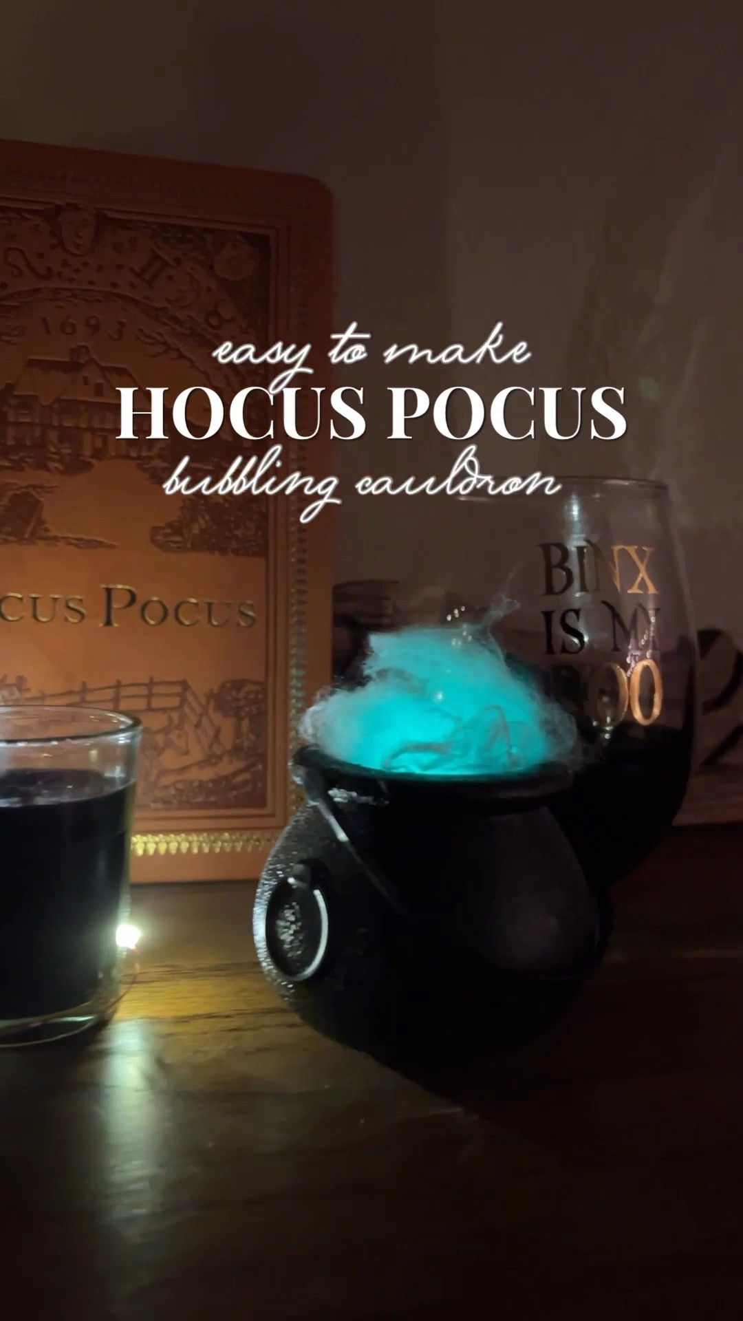 So easy to make! Just drop the ball in the cauldron and fill with some cobwebs. #halloween #easyDIY