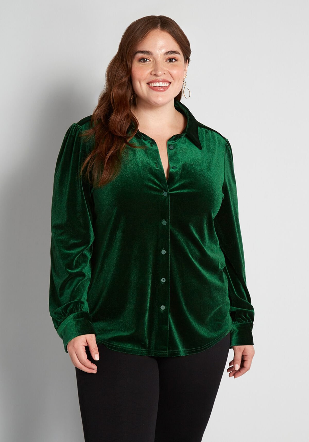 Be Buzzworthy Velvet Button-Up Top | Modcloth