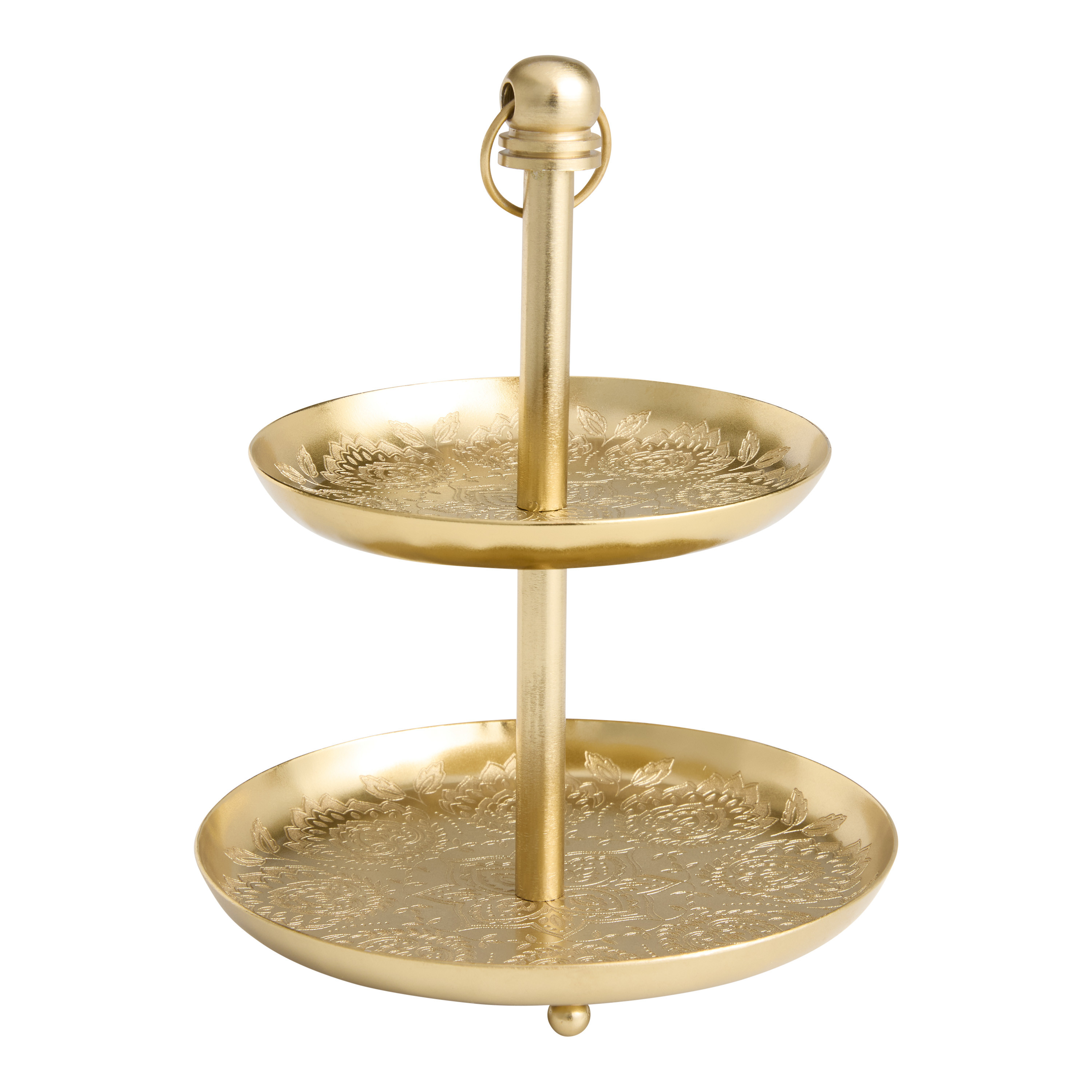 Gold Metal Etched Medallion 2 Tier Jewelry Stand | World Market