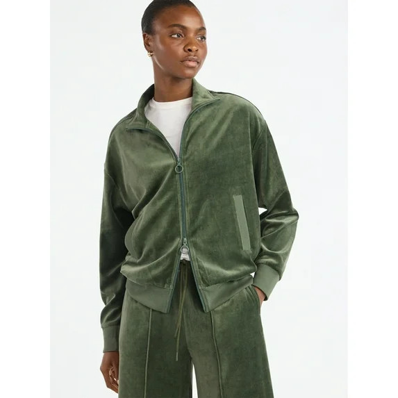 Scoop Women’s Velour Track Jacket, Lightweight, Sizes XS-XXL | Walmart (US)