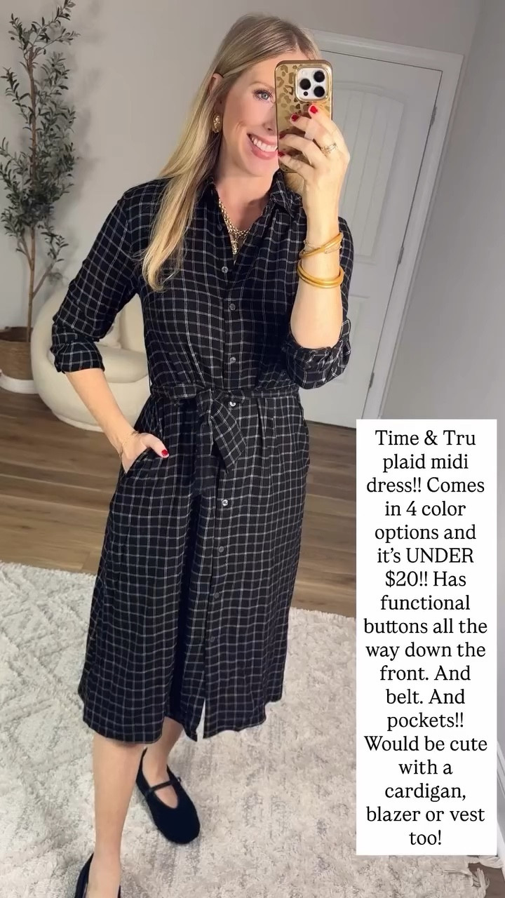 Walmart try on, plaid midi shirtdress 

Small 

#LTKFindsUnder50 #LTKStyleTip #LTKWorkwear