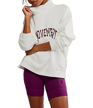 FP Movement Victory Funnel Neck Long Sleeve Oversized Sweatshirt and Biker Short Set - L | Dillard's