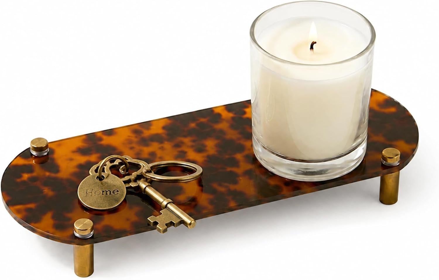 Tortoise Shell Print Acrylic Vanity Tray, 12 x 4 Inch Decorative Organizer Tray for Perfume, Jewelry, Cosmetics, Retro Countertop Display | Amazon (US)