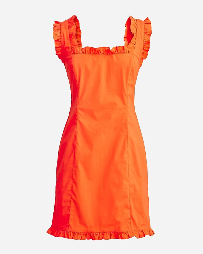 Ruffle-trim mini dress in stretch cotton poplin | J. Crew US