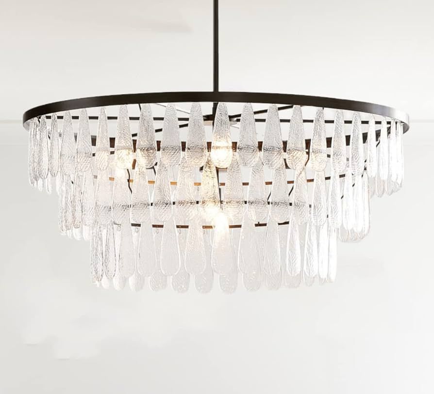 Textured Glass Round Chandelier, Mable Textured Glass Round Chandelier (Large) | Amazon (US)